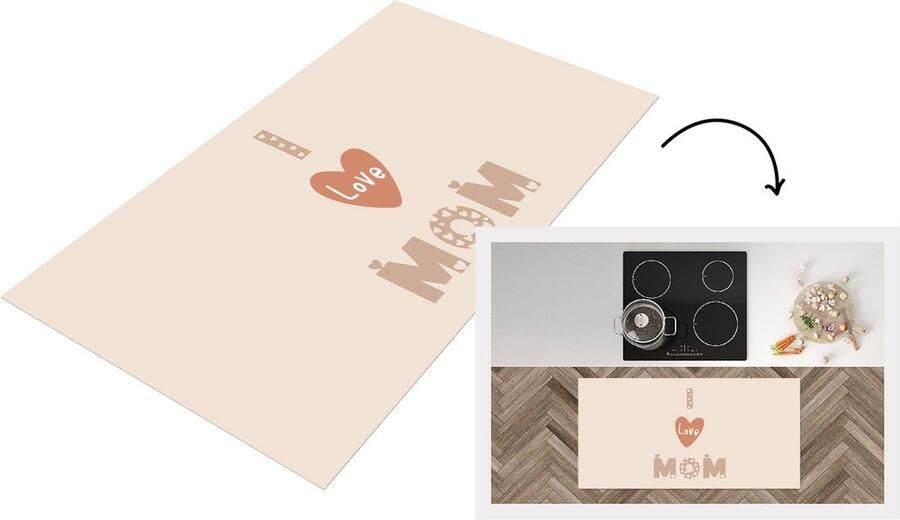 KitchenYeah Keukenloper Loper keuken Spreuken I love mom Mama Quotes 120x60 cm Keukenloper vinyl
