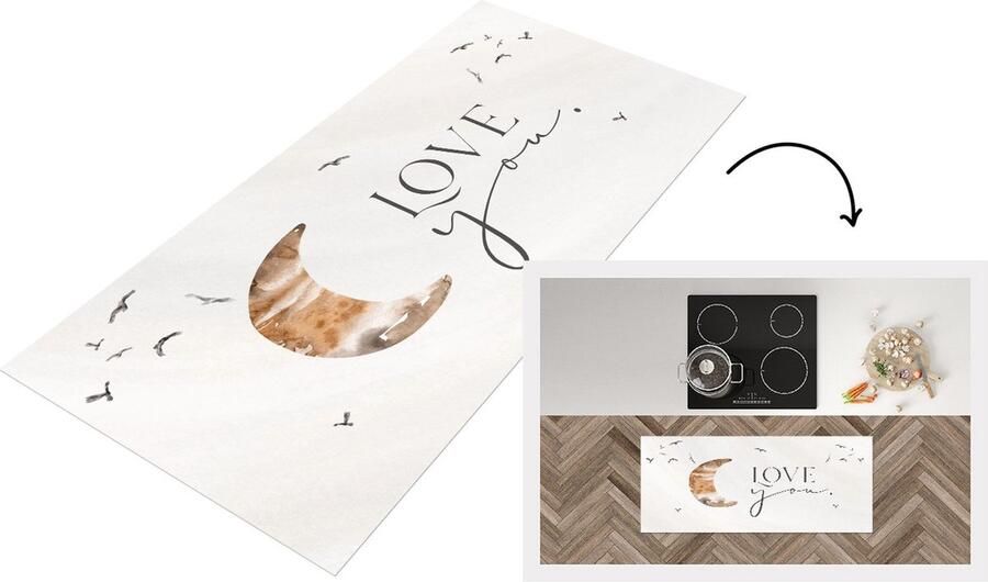 KitchenYeah Keukenloper Loper keuken Spreuken Kinderen Quotes Love you 120x50 cm Keukenloper vinyl