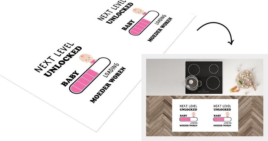 KitchenYeah Keukenloper Loper keuken Spreuken Mama Next level unlocked: baby. Loading: moeder worden Quotes 120x60 cm Keukenloper vinyl