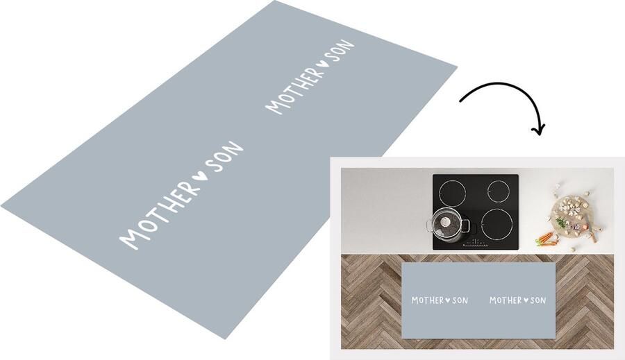 KitchenYeah Keukenloper Loper keuken Spreuken Mama Zoon Mother Son Liefde Quotes Grijs 120x60 cm Keukenloper vinyl