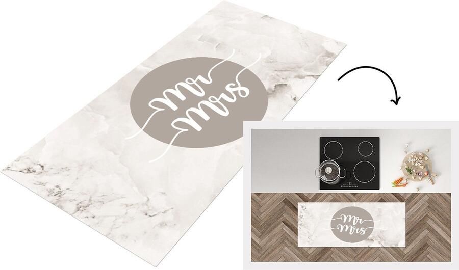 KitchenYeah Keukenloper Loper keuken Spreuken Mr Mrs Quotes Huwelijk 120x50 cm Keukenloper vinyl