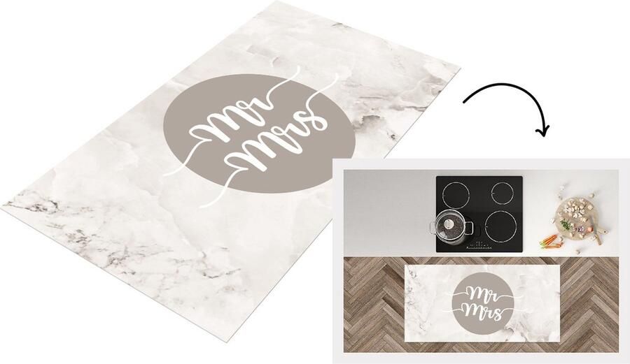 KitchenYeah Keukenloper Loper keuken Spreuken Mr Mrs Quotes Huwelijk 120x60 cm Keukenloper vinyl