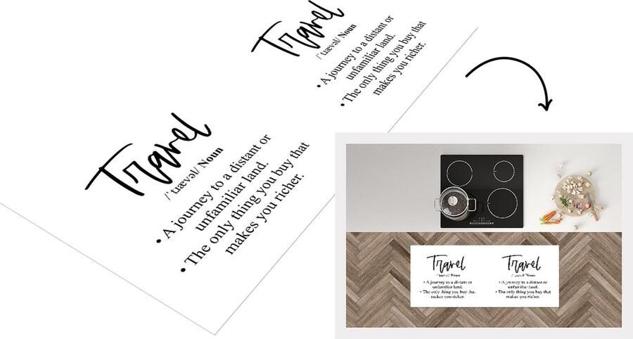 KitchenYeah Keukenloper Loper keuken Spreuken Quotes A journey to a distant or unfamiliar land Travel 120x50 cm Keukenloper vinyl