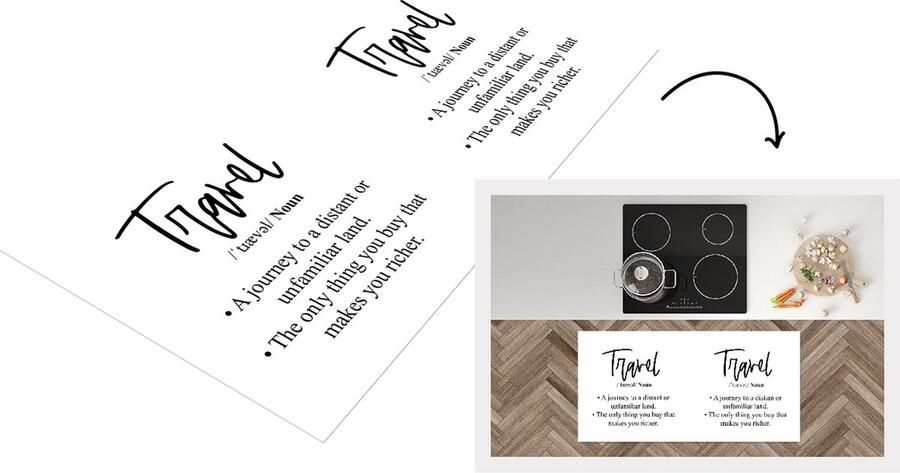 KitchenYeah Keukenloper Loper keuken Spreuken Quotes A journey to a distant or unfamiliar land Travel 120x60 cm Keukenloper vinyl