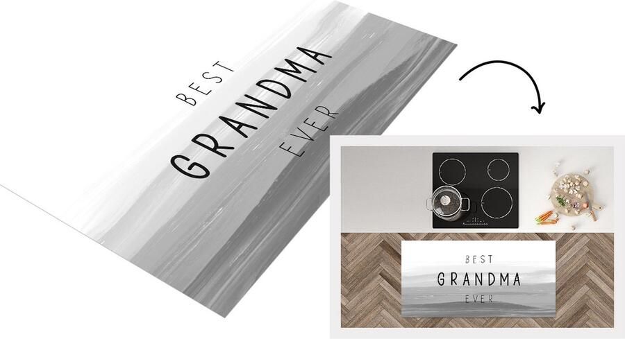 KitchenYeah Keukenloper Loper keuken Spreuken Quotes Best Grandma Ever Oma cadeau Moederdag Oma zwart wit 120x60 cm Keukenloper vinyl