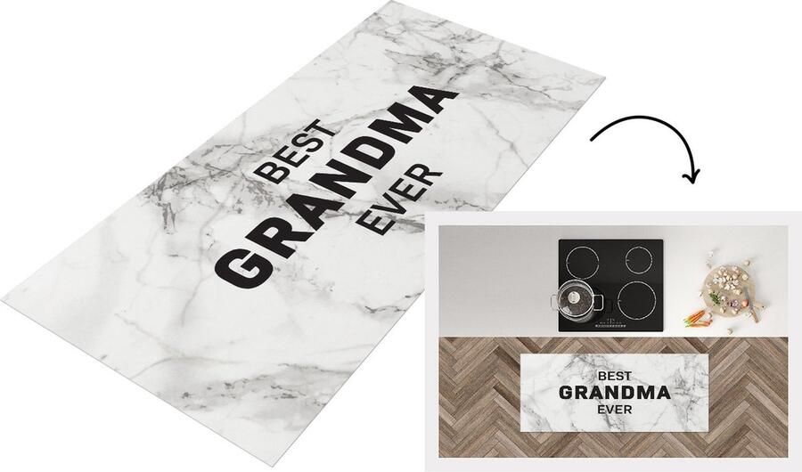 KitchenYeah Keukenloper Loper keuken Spreuken Quotes Best Grandma Ever Oma Moederdag Marmer Oma cadeau 120x50 cm Keukenloper vinyl