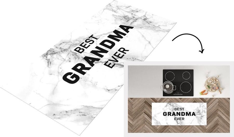 KitchenYeah Keukenloper Loper keuken Spreuken Quotes Best Grandma Ever Oma Moederdag Marmer Oma cadeau zwart wit 120x50 cm Keukenloper vinyl