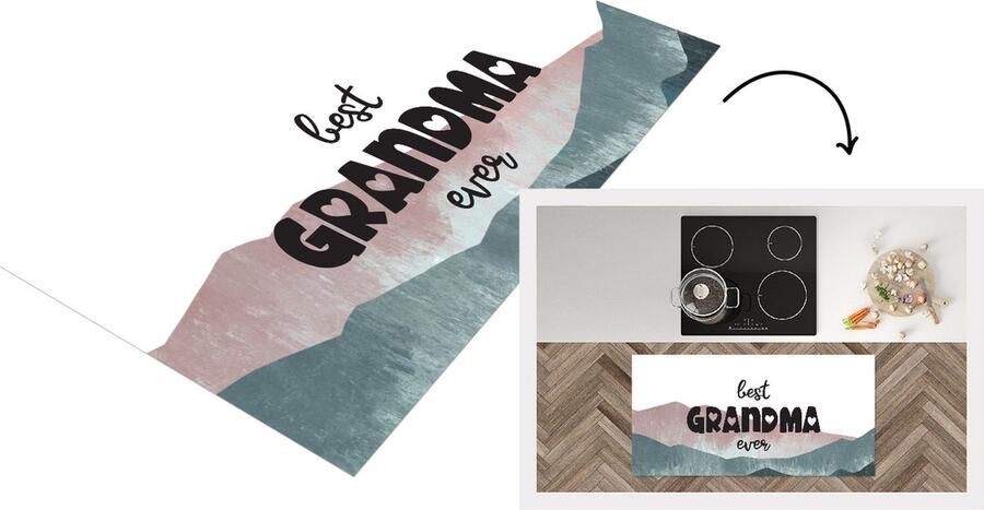 KitchenYeah Keukenloper Loper keuken Spreuken Quotes Best Grandma Ever Oma Moederdag Pastel Oma cadeau 120x60 cm Keukenloper vinyl