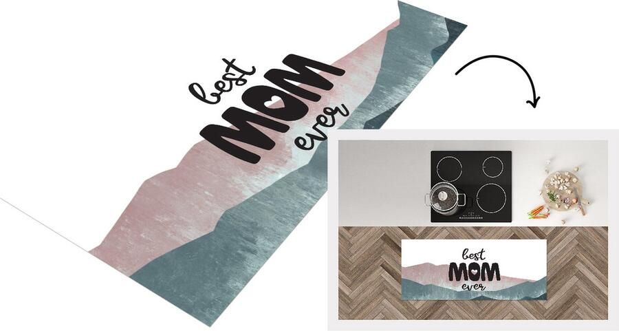 KitchenYeah Keukenloper Loper keuken Spreuken Quotes Best Mom Ever Moederdag Mama cadeau 120x50 cm Keukenloper vinyl