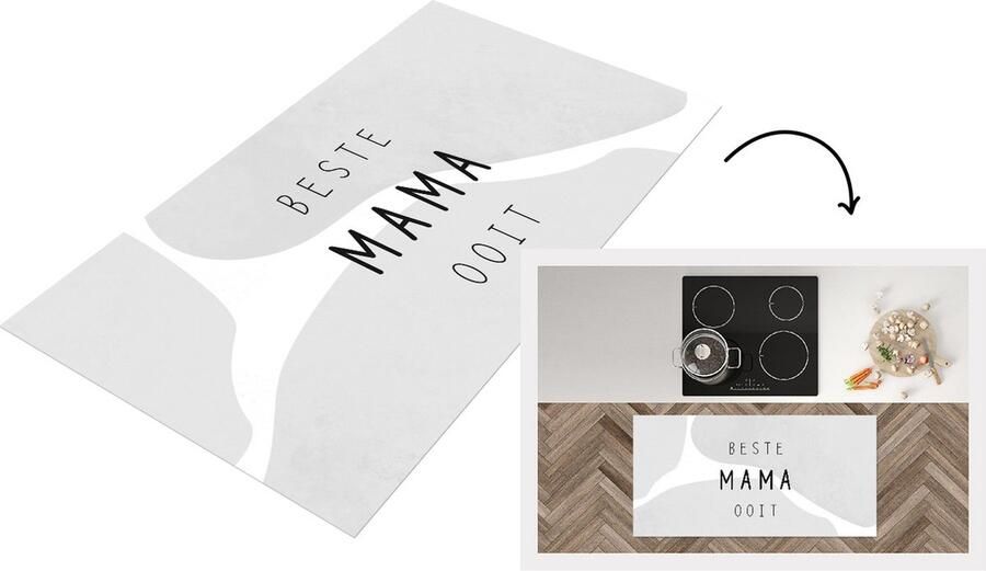 KitchenYeah Keukenloper Loper keuken Spreuken Quotes Beste Mama Ooit Best mom Moederdag Mama zwart wit 120x60 cm Keukenloper vinyl