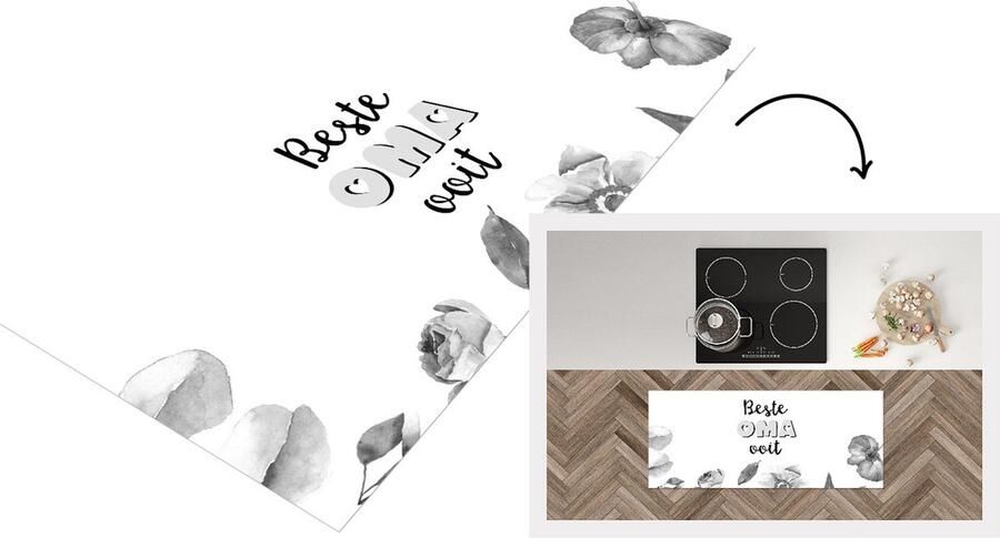 KitchenYeah Keukenloper Loper keuken Spreuken Quotes Beste Oma Ooit Bloemen Moederdag cadeautje Oma zwart wit 120x50 cm Keukenloper vinyl