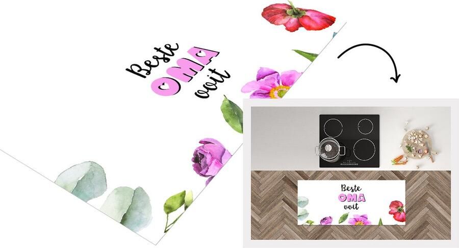 KitchenYeah Keukenloper Loper keuken Spreuken Quotes Beste Oma Ooit Bloemen Moederdag cadeautje Oma 120x50 cm Keukenloper vinyl