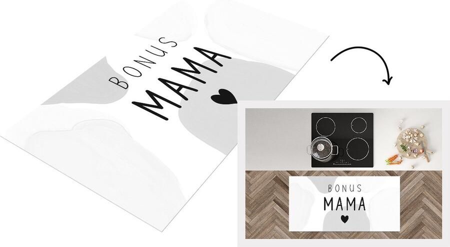 KitchenYeah Keukenloper Loper keuken Spreuken Quotes Bonus mama Moeder cadeautje Moederdag Mama zwart wit 120x60 cm Keukenloper vinyl