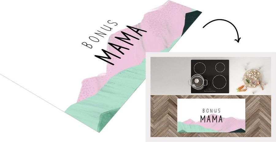 KitchenYeah Keukenloper Loper keuken Spreuken Quotes Bonus Mama Stiefmoeder Moeder Moederdag cadeautje 120x60 cm Keukenloper vinyl