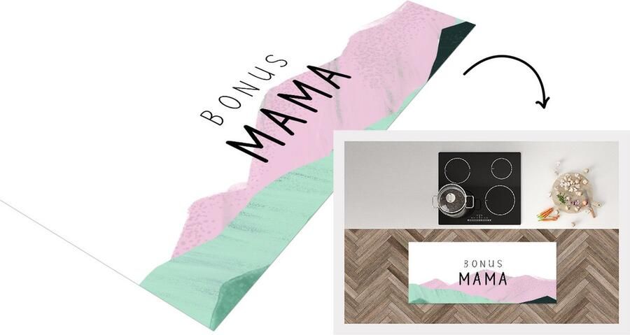 KitchenYeah Keukenloper Loper keuken Spreuken Quotes Bonus Mama Stiefmoeder Moeder Moederdag cadeautje 120x50 cm Keukenloper vinyl