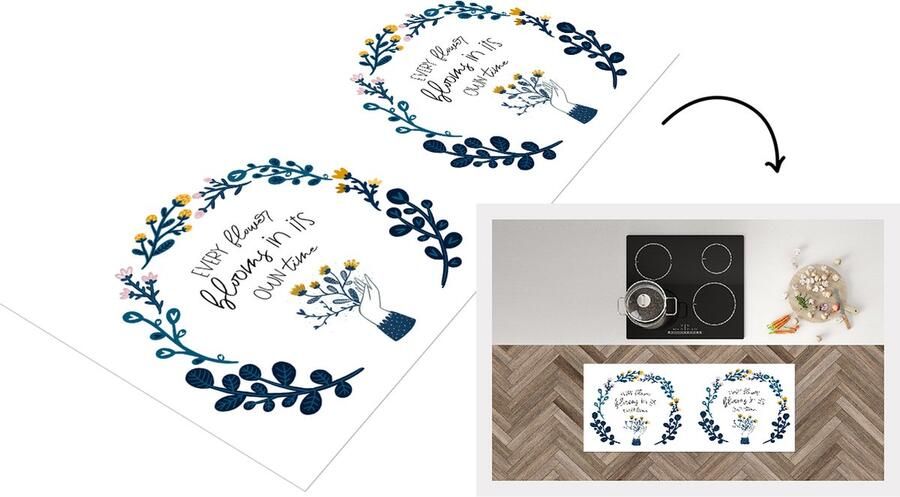 KitchenYeah Keukenloper Loper keuken Spreuken Quotes Every flower blooms in its own time 120x50 cm Keukenloper vinyl