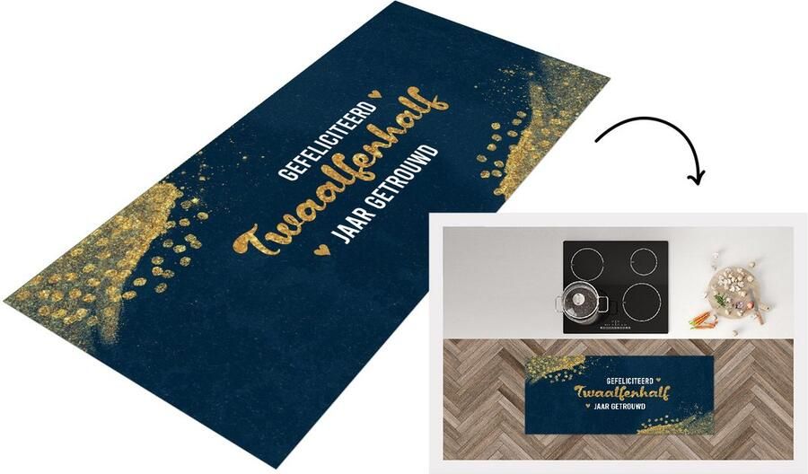 KitchenYeah Keukenloper Loper keuken Spreuken Quotes Gefeliciteerd twaalfenhalf jaar getrouwd Goud Trouwen 120x50 cm Keukenloper vinyl