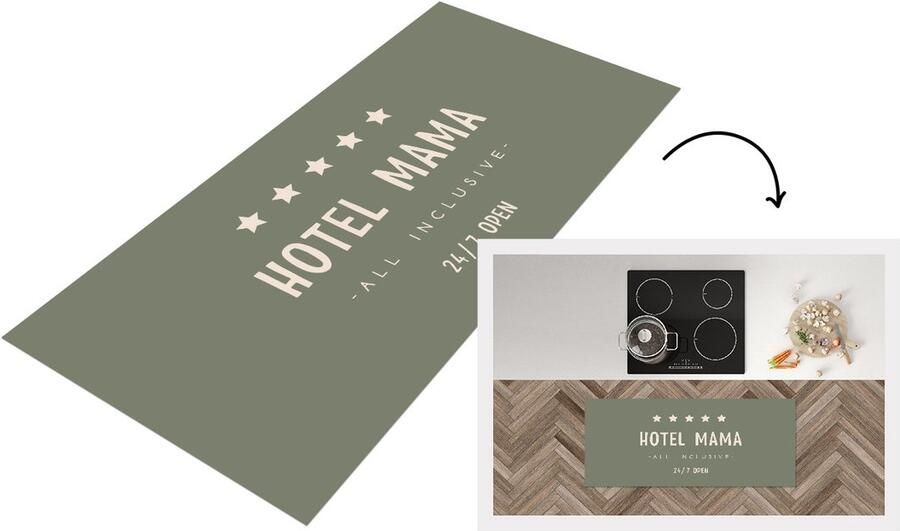 KitchenYeah Keukenloper Loper keuken Spreuken Quotes Hotel Mama All Inclusive 24 7 Open Moederdag cadeautje Mama 120x50 cm Keukenloper vinyl