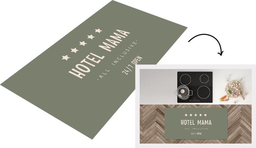 KitchenYeah Keukenloper Loper keuken Spreuken Quotes Hotel Mama All Inclusive 24 7 Open Moederdag cadeautje Mama 120x60 cm Keukenloper vinyl