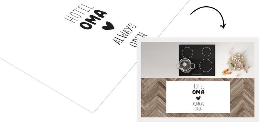 KitchenYeah Keukenloper Loper keuken Spreuken Quotes Hotel Oma Always Open Grootouders Spreuken 120x60 cm Keukenloper vinyl