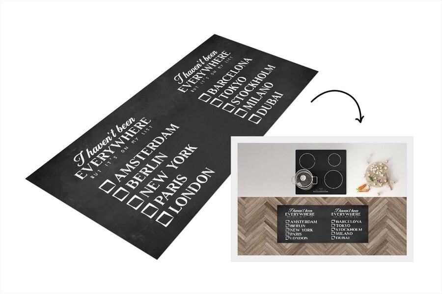 KitchenYeah Keukenloper Loper keuken Spreuken Quotes I haven't been everywhere but it's on my list Berlijn 120x50 cm Keukenloper vinyl