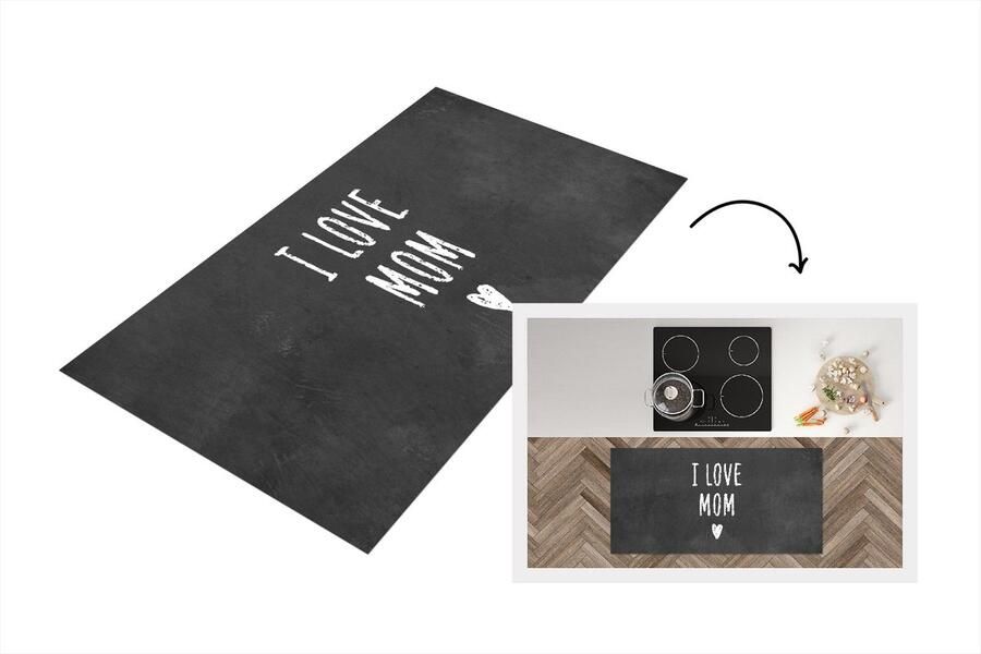 KitchenYeah Keukenloper Loper keuken Spreuken Quotes I Love Mom Mam Moederdag cadeau voor mama 120x60 cm Keukenloper vinyl
