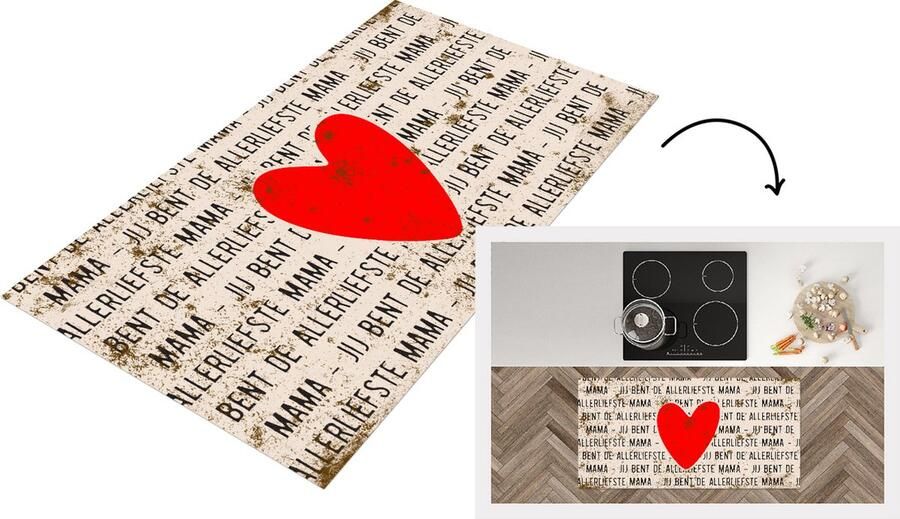 KitchenYeah Keukenloper Loper keuken Spreuken Quotes Jij Bent de Allerliefste Mama Moederdag cadeautje Vintage 120x60 cm Keukenloper vinyl