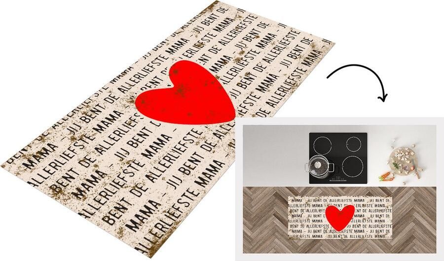 KitchenYeah Keukenloper Loper keuken Spreuken Quotes Jij Bent de Allerliefste Mama Moederdag cadeautje Vintage 120x50 cm Keukenloper vinyl