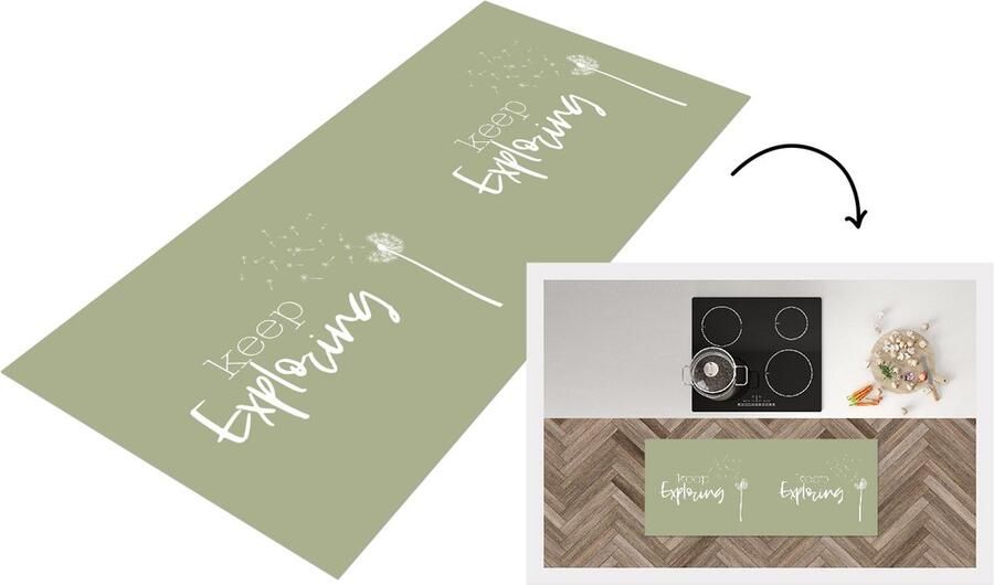 KitchenYeah Keukenloper Loper keuken Spreuken Quotes Keep exploring Bloemen 120x50 cm Keukenloper vinyl