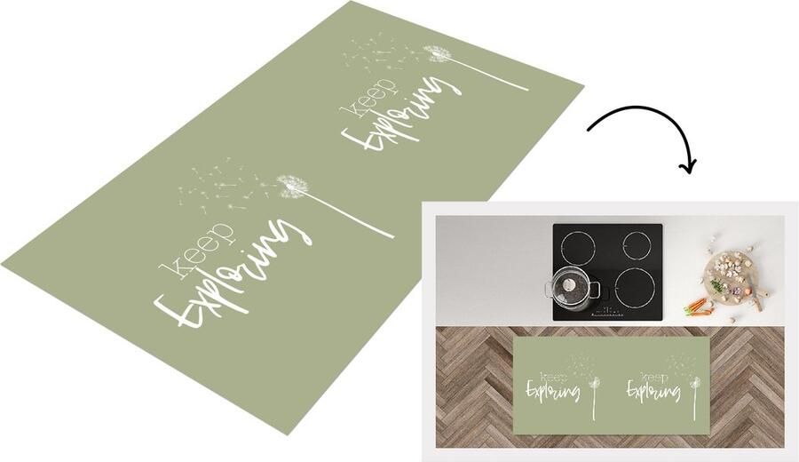 KitchenYeah Keukenloper Loper keuken Spreuken Quotes Keep exploring Bloemen 120x60 cm Keukenloper vinyl