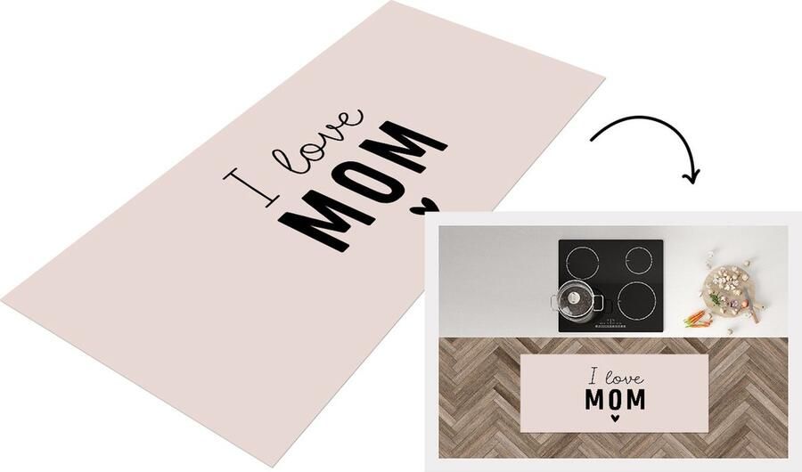 KitchenYeah Keukenloper Loper keuken Spreuken Quotes Moeder I love mom 120x50 cm Keukenloper vinyl