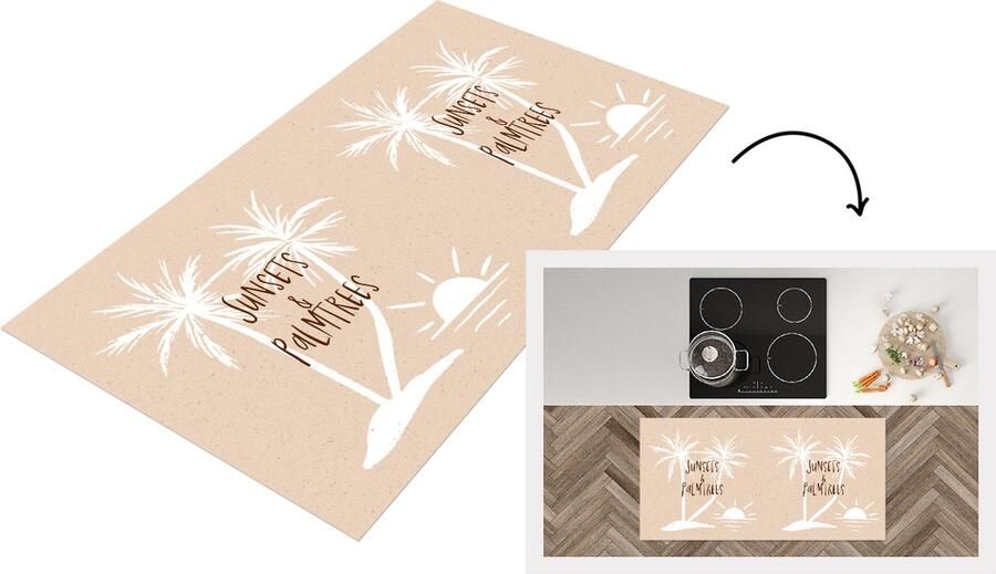 KitchenYeah Keukenloper Loper keuken Spreuken Quotes Sunsets & palmtrees Palmbomen 120x60 cm Keukenloper vinyl