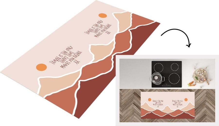 KitchenYeah Keukenloper Loper keuken Spreuken Quotes Travel is the only thing that makes you richer Oranje 120x60 cm Keukenloper vinyl