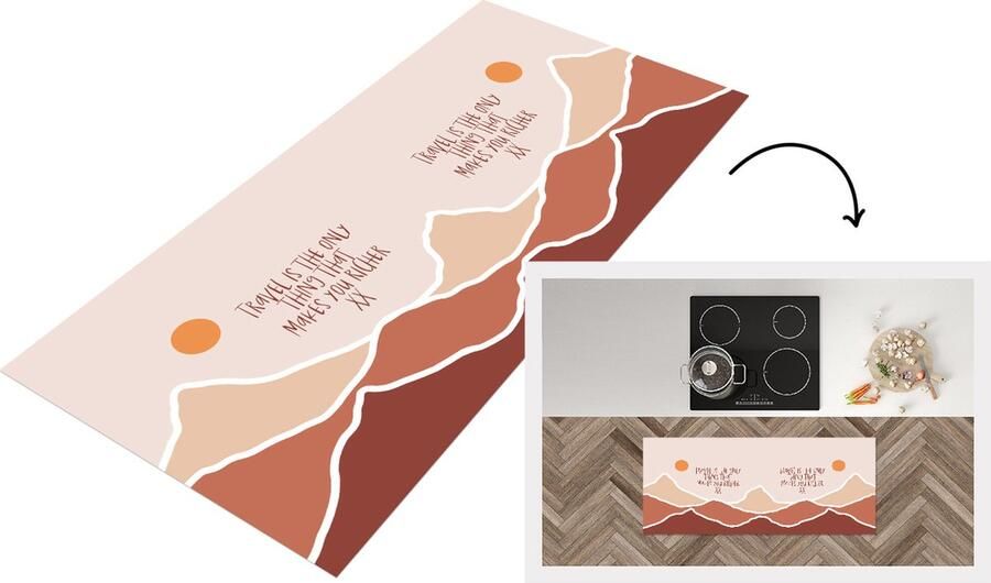 KitchenYeah Keukenloper Loper keuken Spreuken Quotes Travel is the only thing that makes you richer Oranje 120x50 cm Keukenloper vinyl