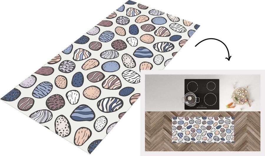 KitchenYeah Keukenloper Loper keuken Stenen Patronen Zen 120x50 cm Keukenloper vinyl