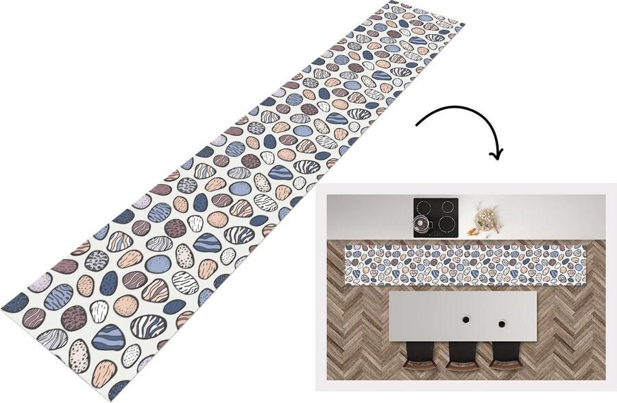 KitchenYeah Keukenloper Loper keuken Stenen Patronen Zen 300x50 cm Keukenloper vinyl