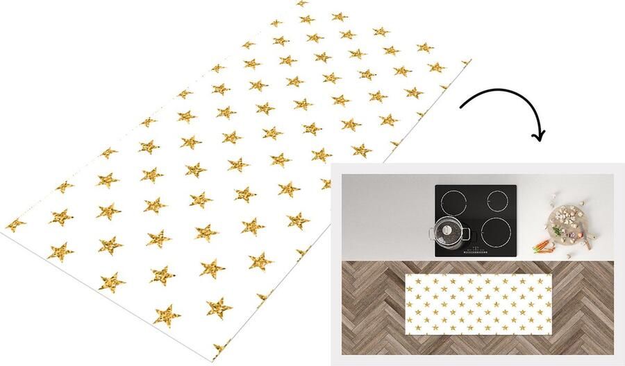 KitchenYeah Keukenloper Loper keuken Sterren Glitter Goud Design Kerst 120x50 cm Keukenloper vinyl
