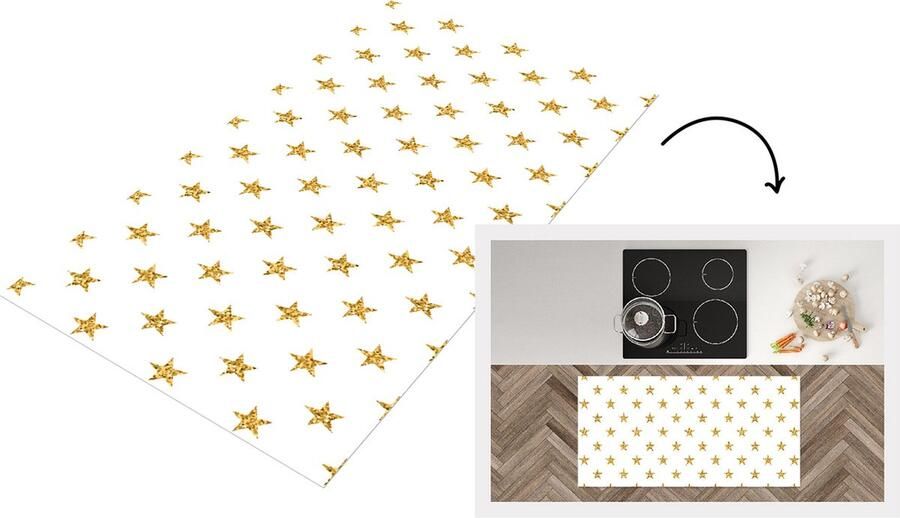 KitchenYeah Keukenloper Loper keuken Sterren Glitter Goud Design Kerst 120x60 cm Keukenloper vinyl
