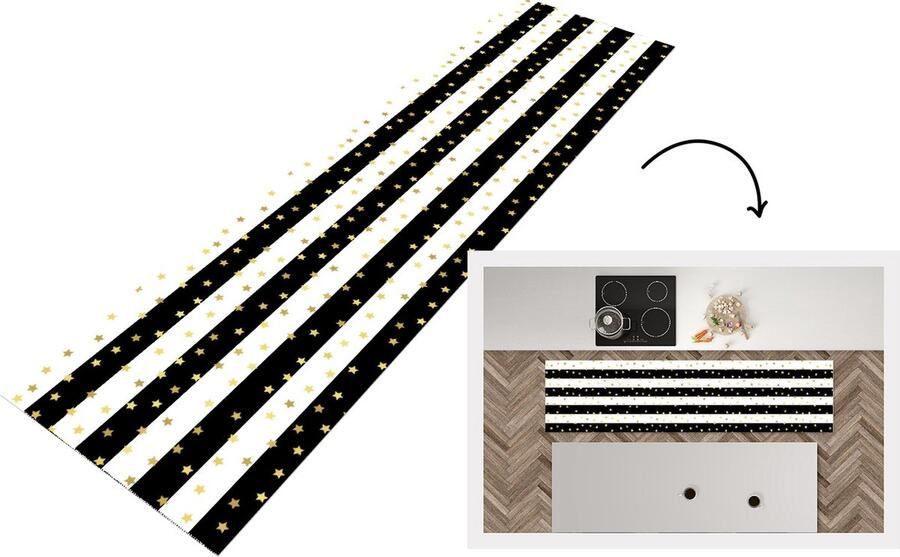 KitchenYeah Keukenloper Loper keuken Sterren Goud Confetti Patronen 200x50 cm Keukenloper vinyl