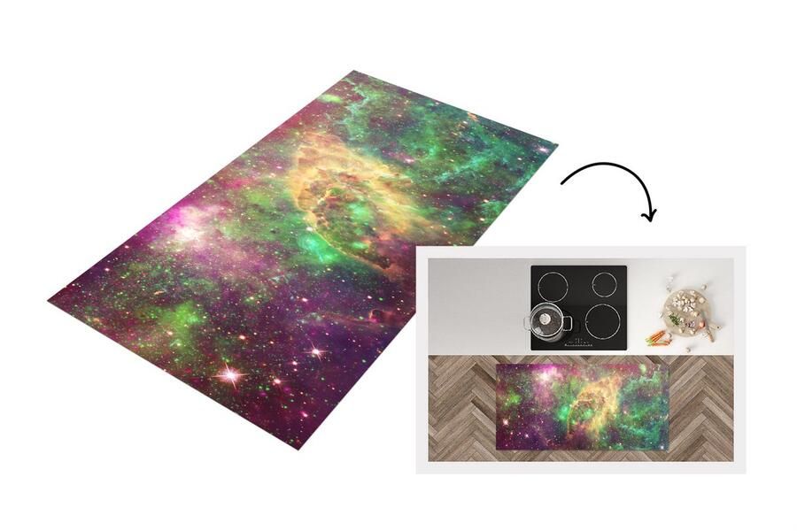 KitchenYeah Keukenloper Loper keuken Sterren Groen Ruimte 120x60 cm Keukenloper vinyl