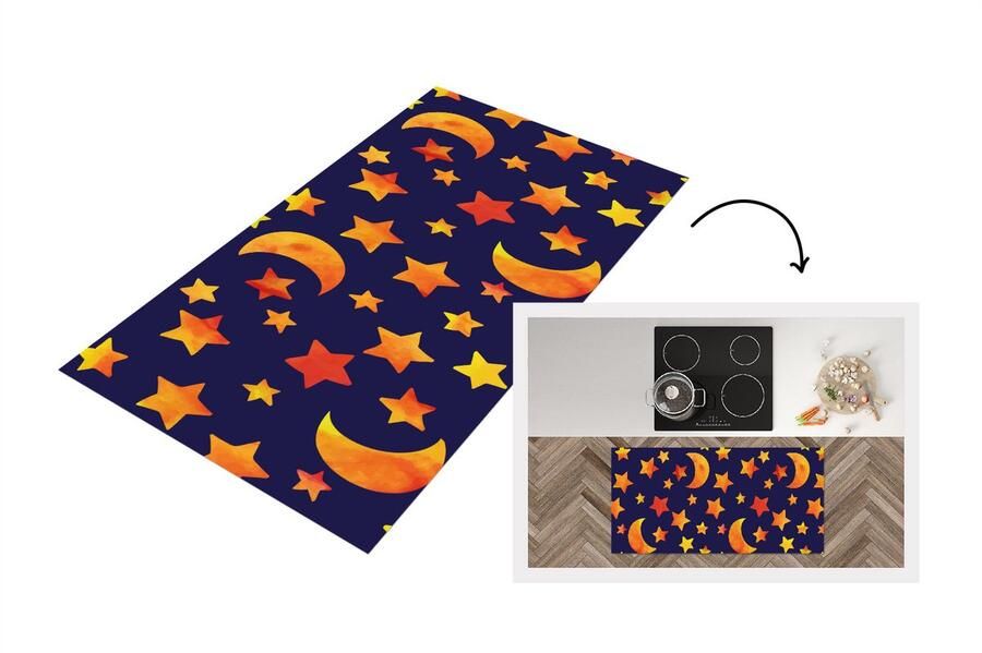 KitchenYeah Keukenloper Loper keuken Sterren Nacht Patronen Kind 120x60 cm Keukenloper vinyl