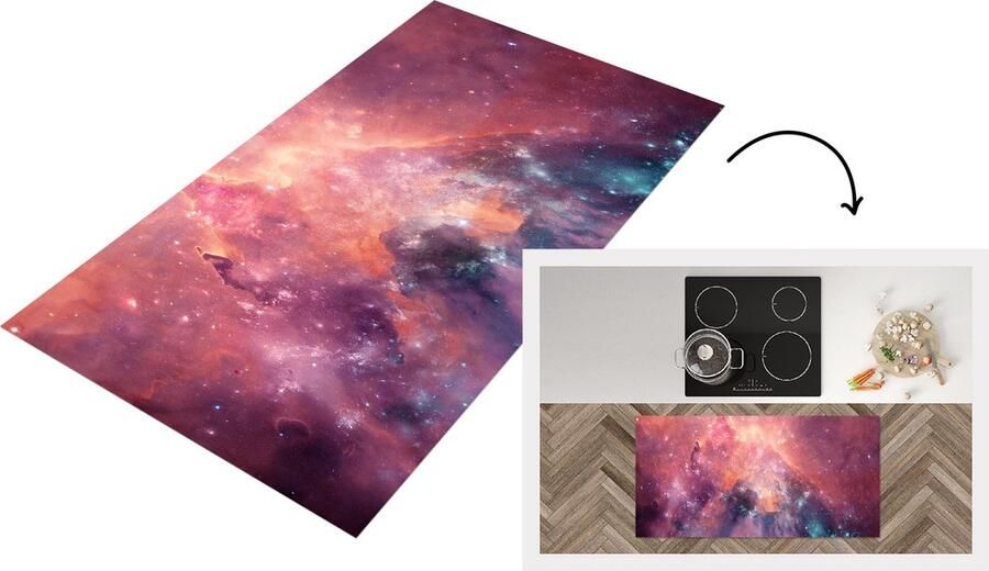 KitchenYeah Keukenloper Loper keuken Sterren Oranje Ruimte 120x60 cm Keukenloper vinyl