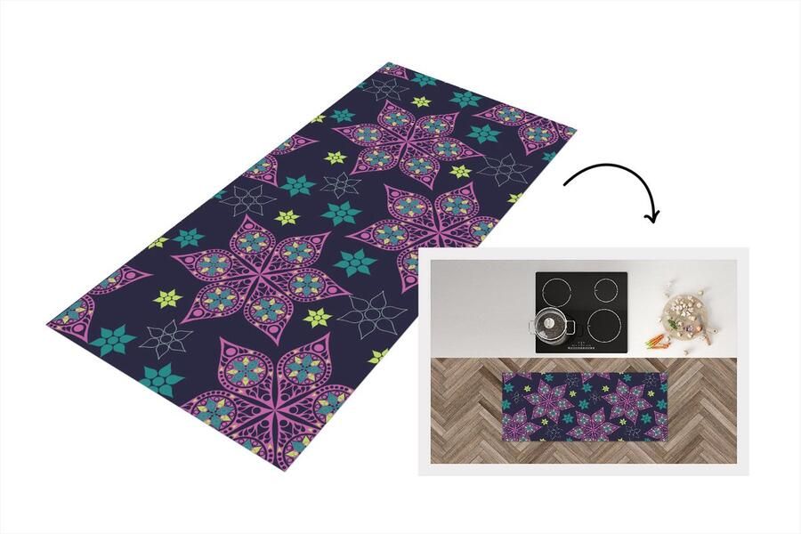 KitchenYeah Keukenloper Loper keuken Sterren Regenboog Luxe Winter Patroon 120x50 cm Keukenloper vinyl