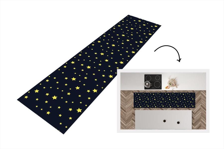 KitchenYeah Keukenloper Loper keuken Sterrenhemel Nacht Patronen 200x50 cm Keukenloper vinyl