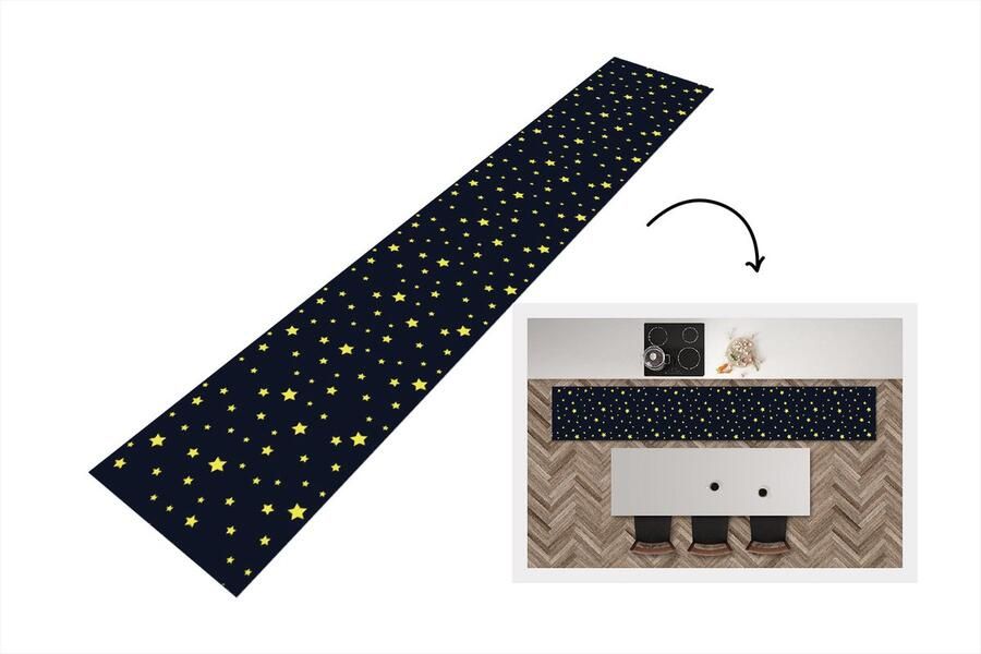 KitchenYeah Keukenloper Loper keuken Sterrenhemel Nacht Patronen 300x50 cm Keukenloper vinyl