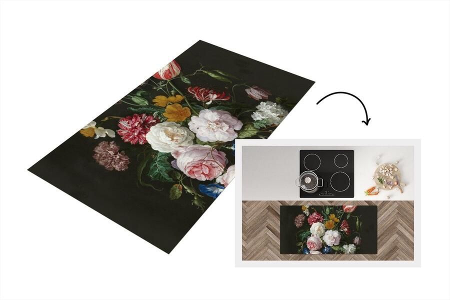 KitchenYeah Keukenloper Loper keuken Stilleven met bloemen in een glazen vaas Schilderij van Jan Davidsz. de Heem 120x60 cm Keukenloper vinyl