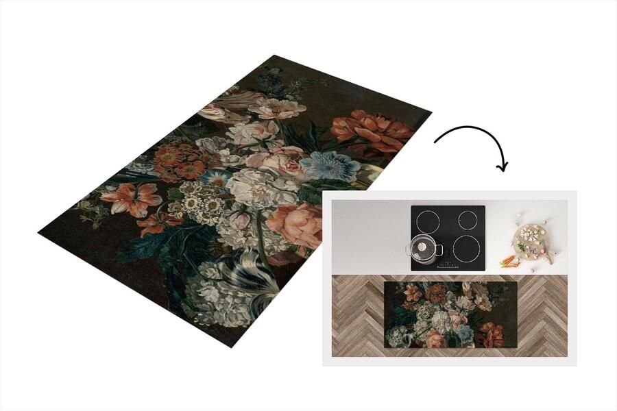 KitchenYeah Keukenloper Loper keuken Stilleven met bloemen Schilderij van Cornelia van der Mijn 120x60 cm Keukenloper vinyl