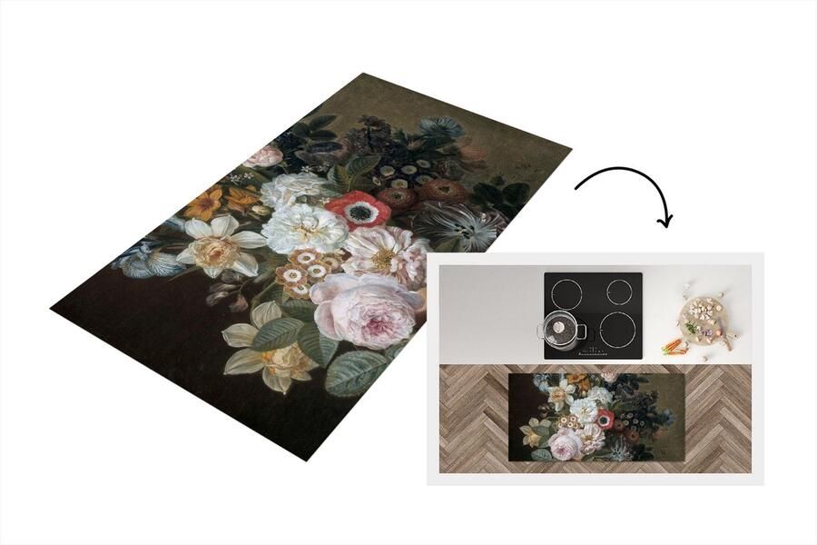 KitchenYeah Keukenloper Loper keuken Stilleven met bloemen Schilderij van Eelke Jelles Eelkema 120x60 cm Keukenloper vinyl