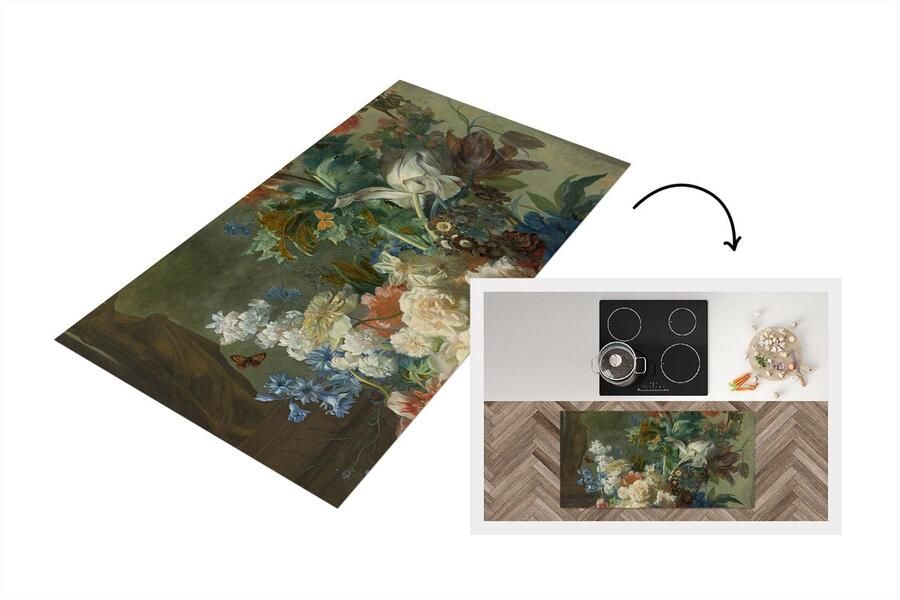 KitchenYeah Keukenloper Loper keuken Stilleven met bloemen Schilderij van Jan van Huysum 120x60 cm Keukenloper vinyl