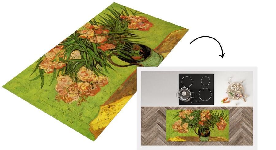 KitchenYeah Keukenloper Loper keuken Stilleven vaas met oleanders en boeken Vincent van Gogh 120x60 cm Keukenloper vinyl